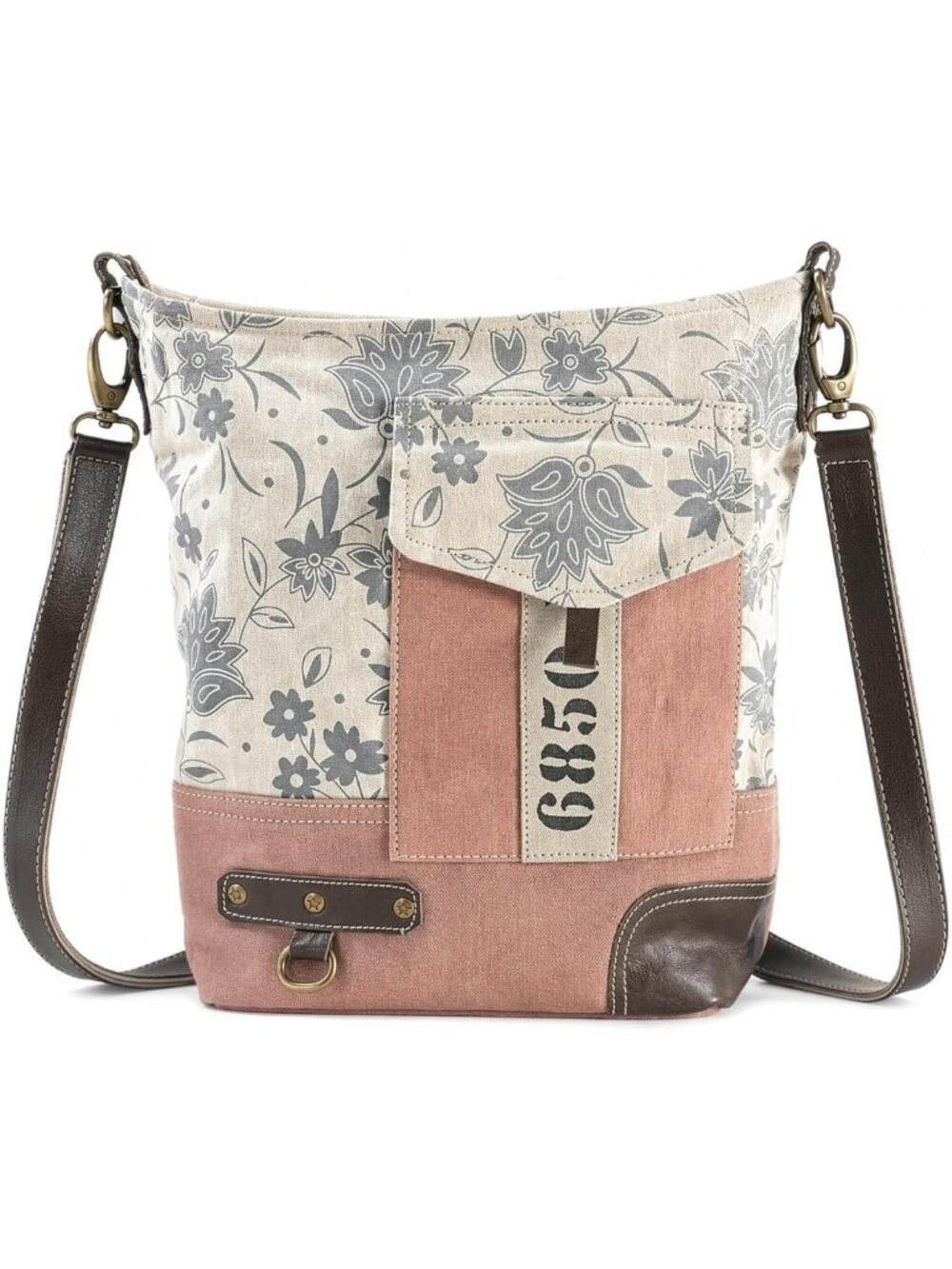 Floral Canvas Crossbody Bag for Women | Stylish Leather Shoulder Purse